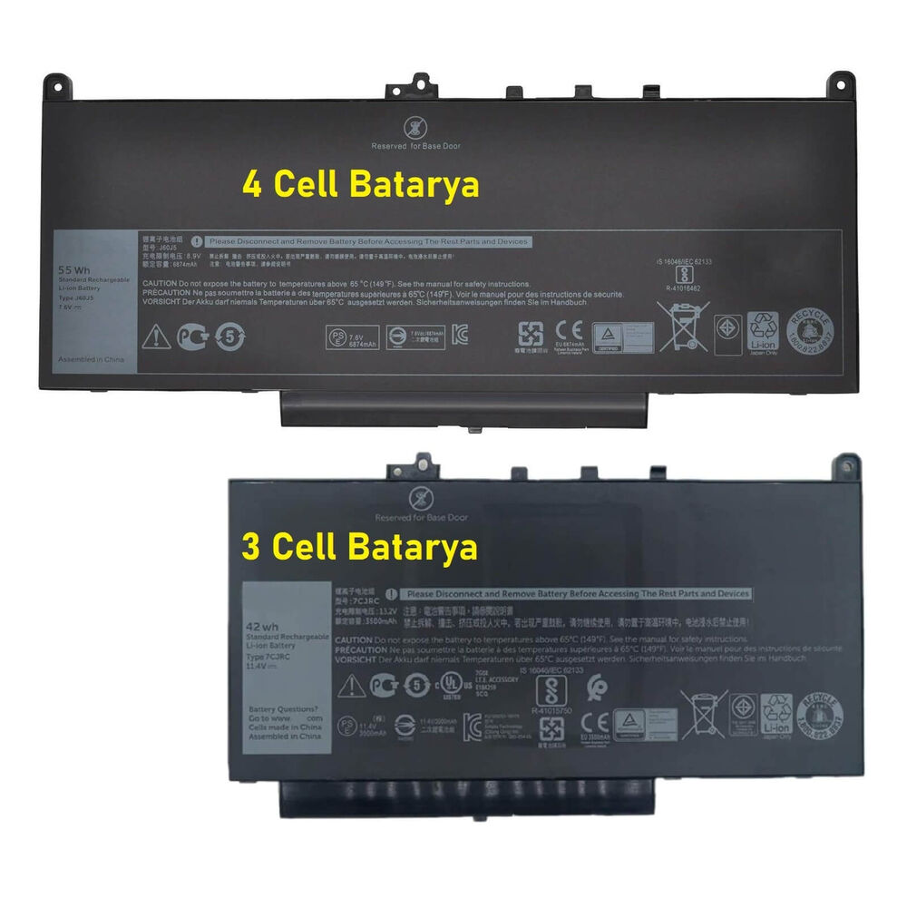 Dell V6VMN, 0V6VMN Batarya ile Uyumlu Pil - 3 Cell