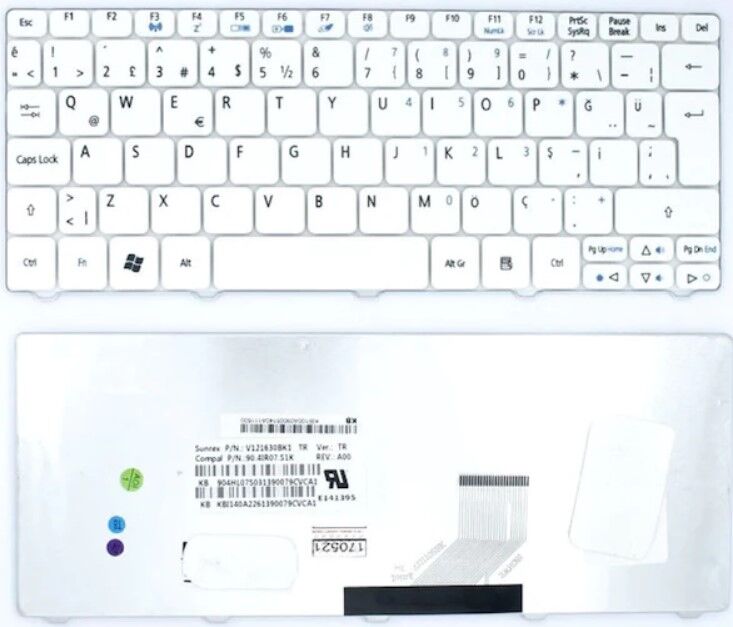 Acer Aspire One D270 Uyumlu Notebook Klavyesi Beyaz - TR